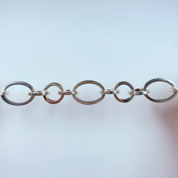 Modernist Large Dyadema 20mm Integrated Links Sterling Silver 925 Bracelet Italy - Picture 6 of 11